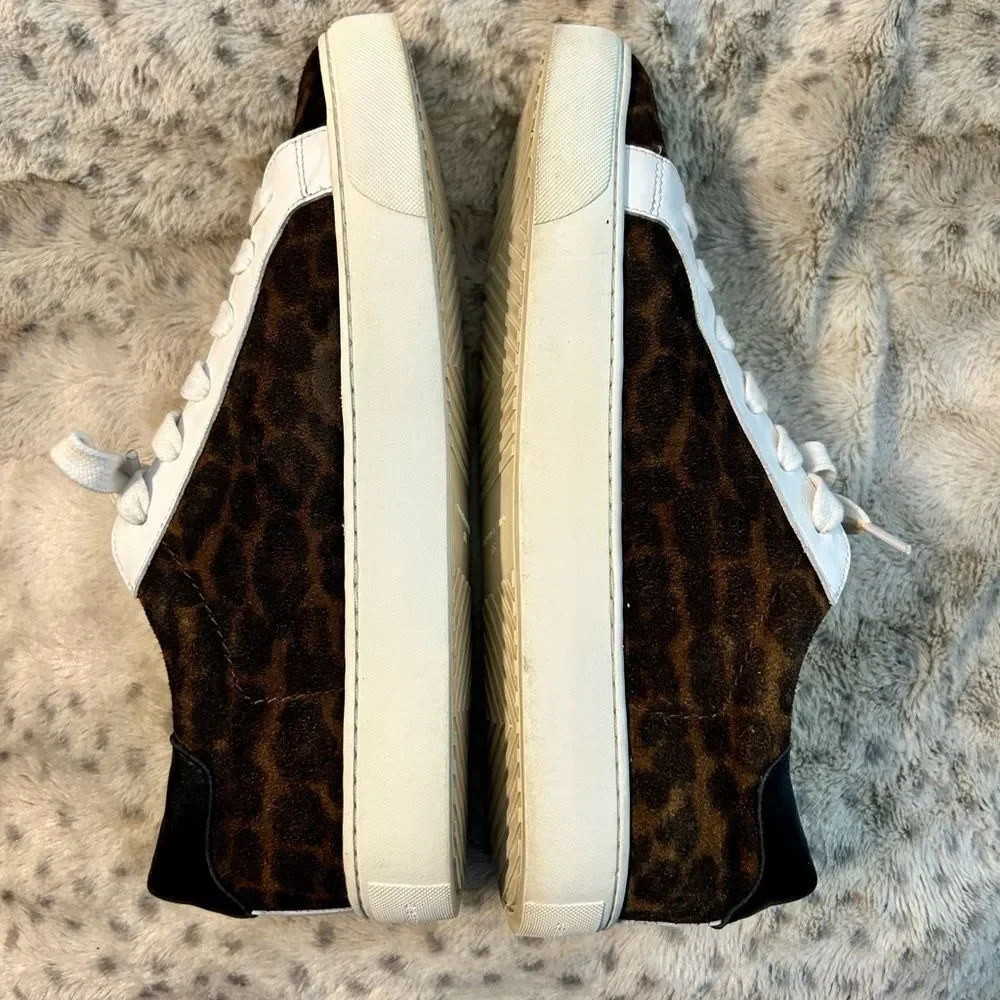 Veronica Beard Leopard Print Suede 8.5 BIBI Skater Sneakers EUC